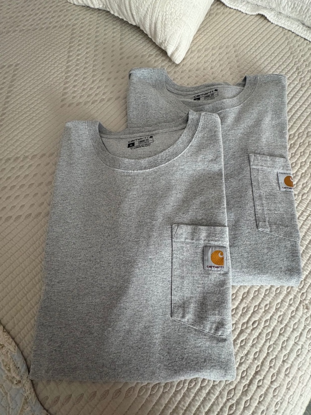 Two Heather Gray Carhartt Men's Pocket T-Shirts, Short Sleeve, Loose Fit XL K87
